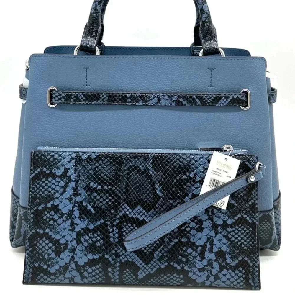 Michael Kors Large Reed Leather Belted Satchel Crossbody Bag & Large TZ Wristlet